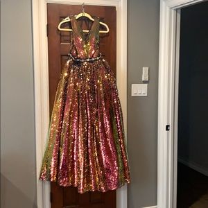 Designer runway sequined prom dress